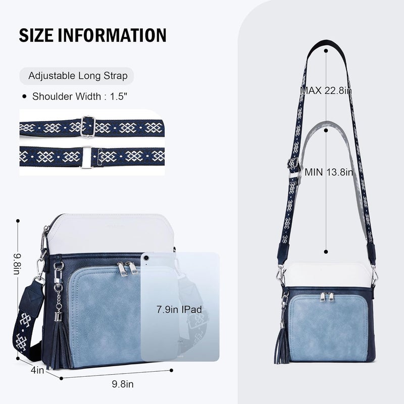 Roulens Crossbody Purse for Women Vegan Leather Medium Crossbody Wallet Bag for Travel Women Shoulder Handbags with Tassel - Image 4